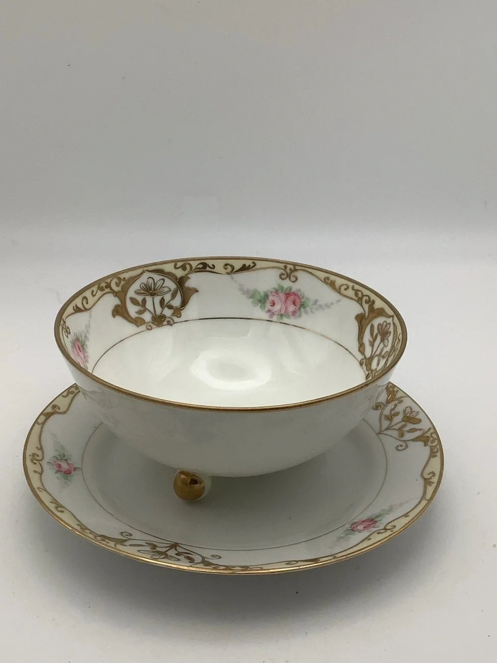 Antique Hand  Painted Nippon Footed Bowl